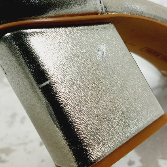 New Vince Camuto Margry Silver Block Heel Ankle Strap Sandals E815 - Picture 14 of 15